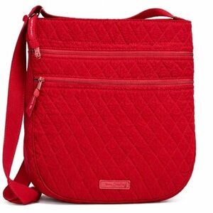 Vera Bradley Red Quilted Cotton Crossbody Purse Multi Zip Purse Bag Handbag
